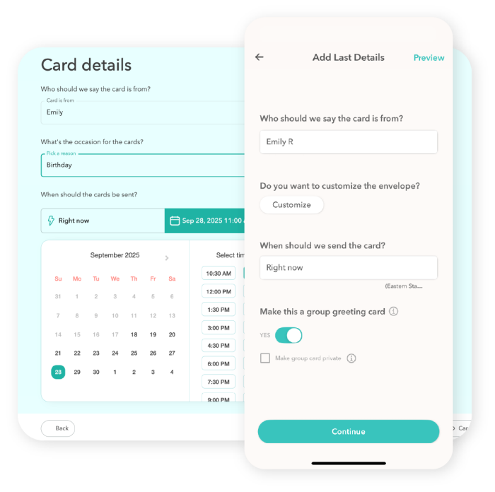 Send/Schedule Your Card